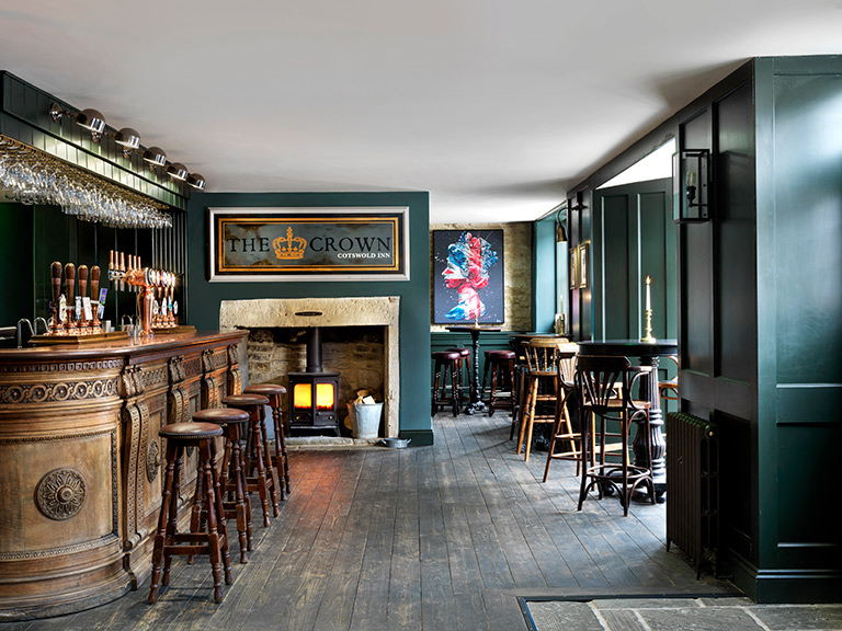 Traditional pub interior with fire