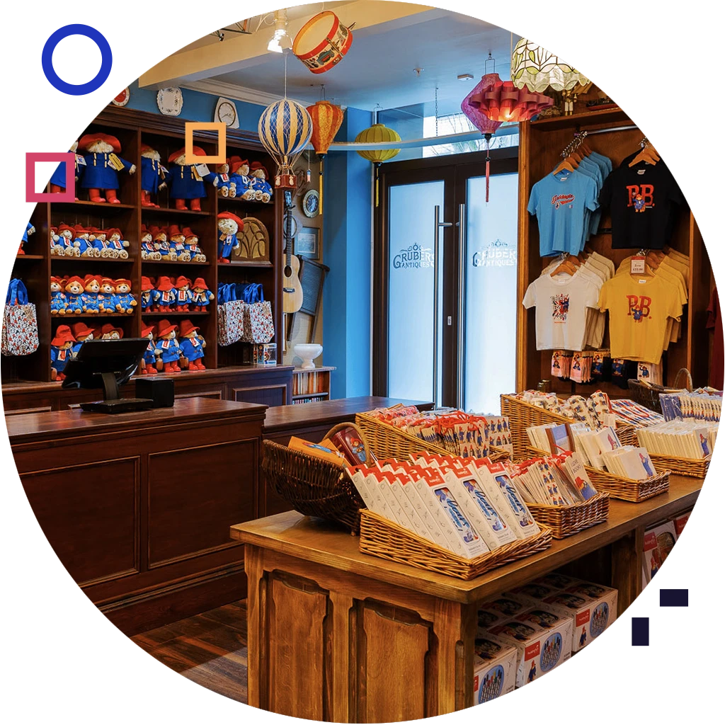 On-site retail and merchandise shop in a cultural venue, supported by integrated hospitality tech