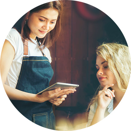 Waitress taking tableside order