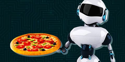 Robot carrying pizza